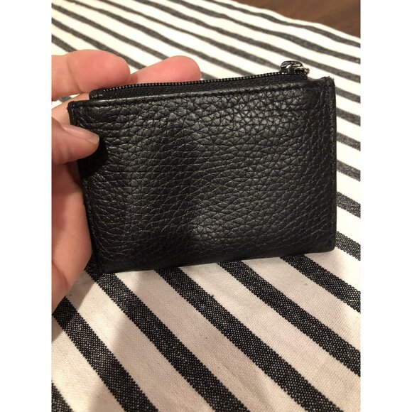 Brighton Black Leather Coin/ ID Holder Slim Mini Wallet Croc Embossed - Picture 2 of 4